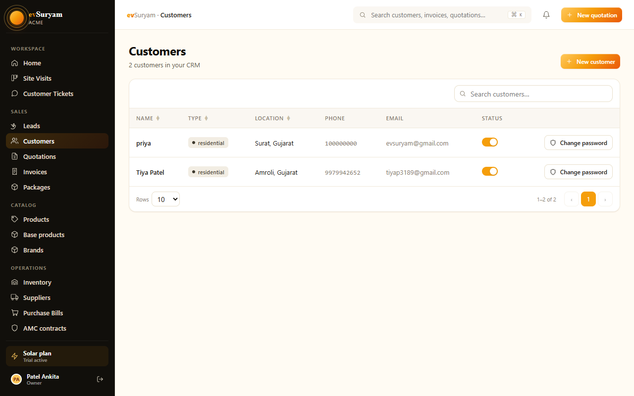 The branded customer portal your customers log in to.
